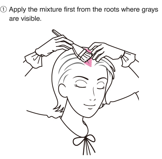 1.Apply the mixture first from the roots where grays are visible.