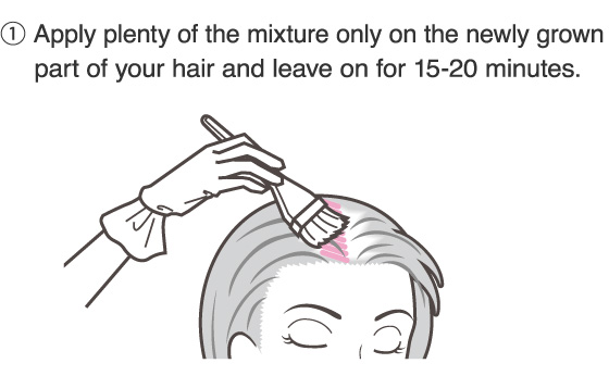 1.Apply plenty of the mixture only on the newly grown part of your hair and leave on for 15-20 minutes.