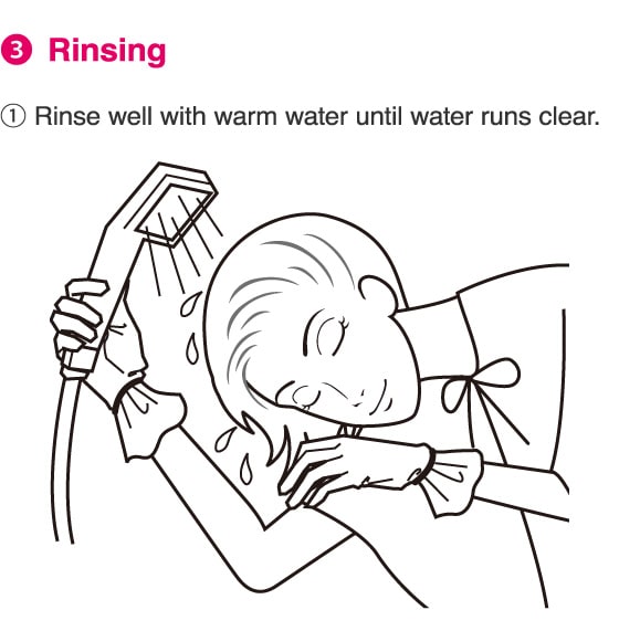 3.Rinsing 1.Rinse well with warm water until water runs clear.