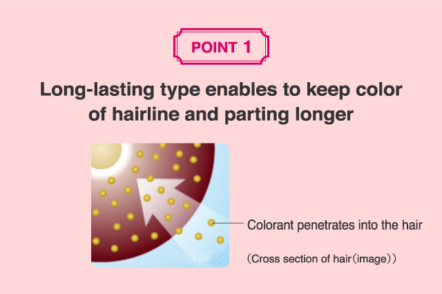 1. Long-lasting type enables to keep color of hairline and parting longer