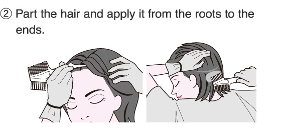 2.Part the hair and apply it from the roots to the ends.