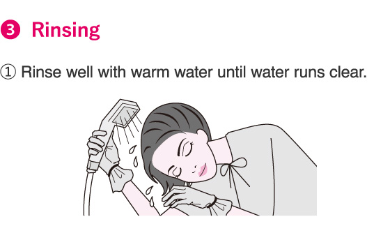 3.Rinsing 1.Rinse well with warm water until water runs clear.