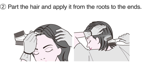 2.Part the hair and apply it from the roots to the ends.