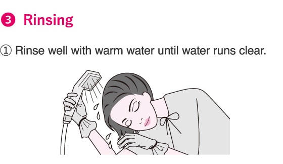 3.Rinsing 1.Rinse well with warm water until water runs clear.