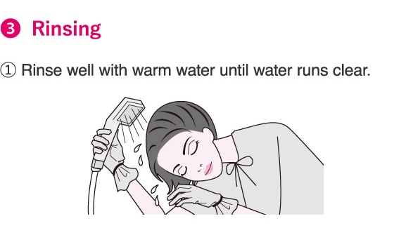 3.Rinsing 1.Rinse well with warm water until water runs clear.